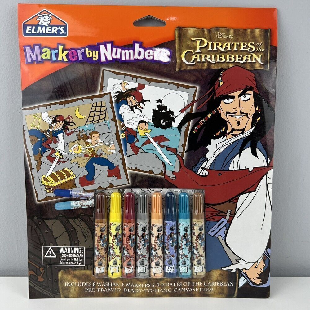 Elmer’s Marker By Numbers Captain Jack Sparrow Pirates Caribbean Color RARE!
